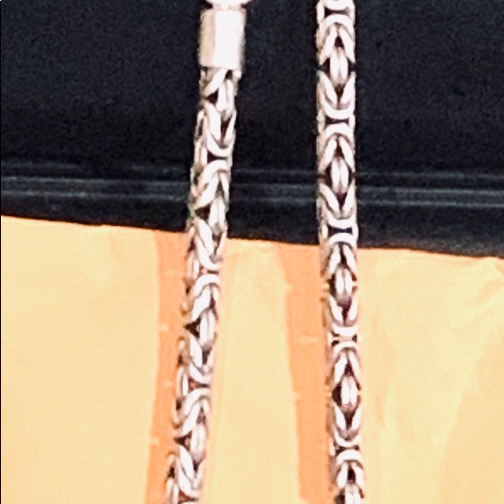 Amazing Sterling Silver Byzantine Link Necklace.